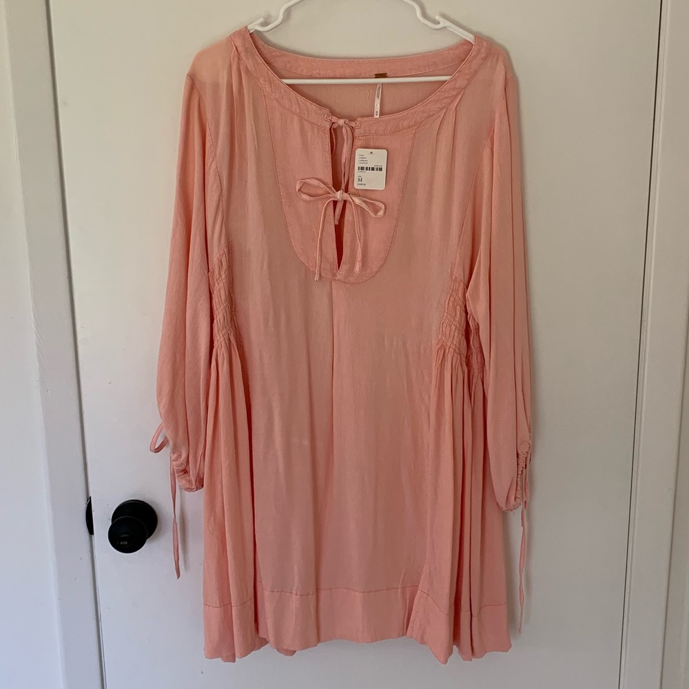 NWT free people peach tie front dress